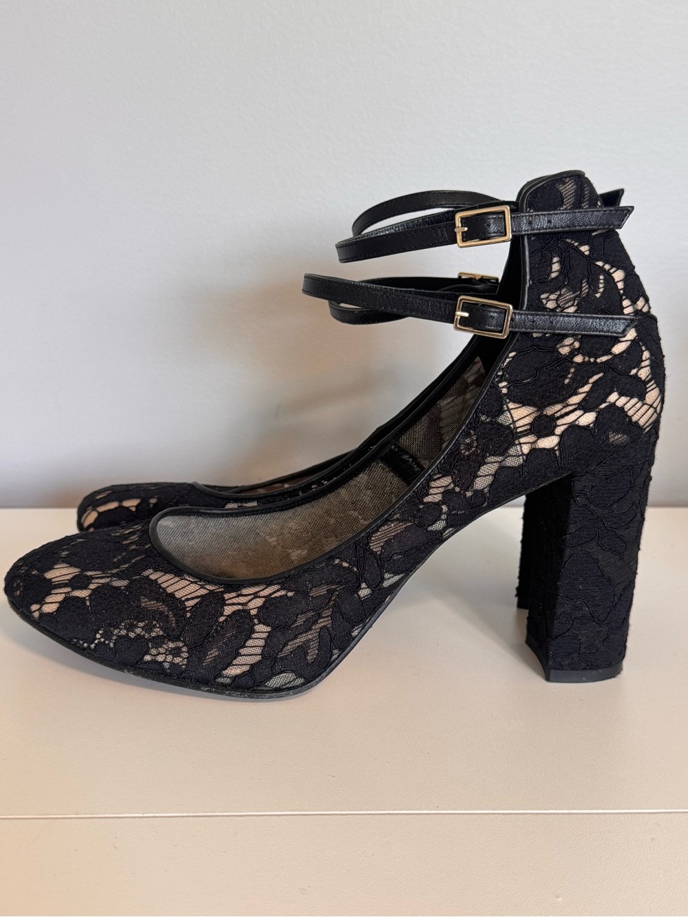 Kate Spade New York Black Lace Ankle Strap Block Heel Pumps 10.5M - Picture 11 of 14